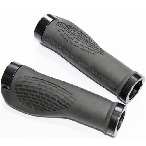 Ручки керма Oxford Lock-On Ergonomic (HG221) 128мм з алюм. затискачем, чорні (5030009319419)