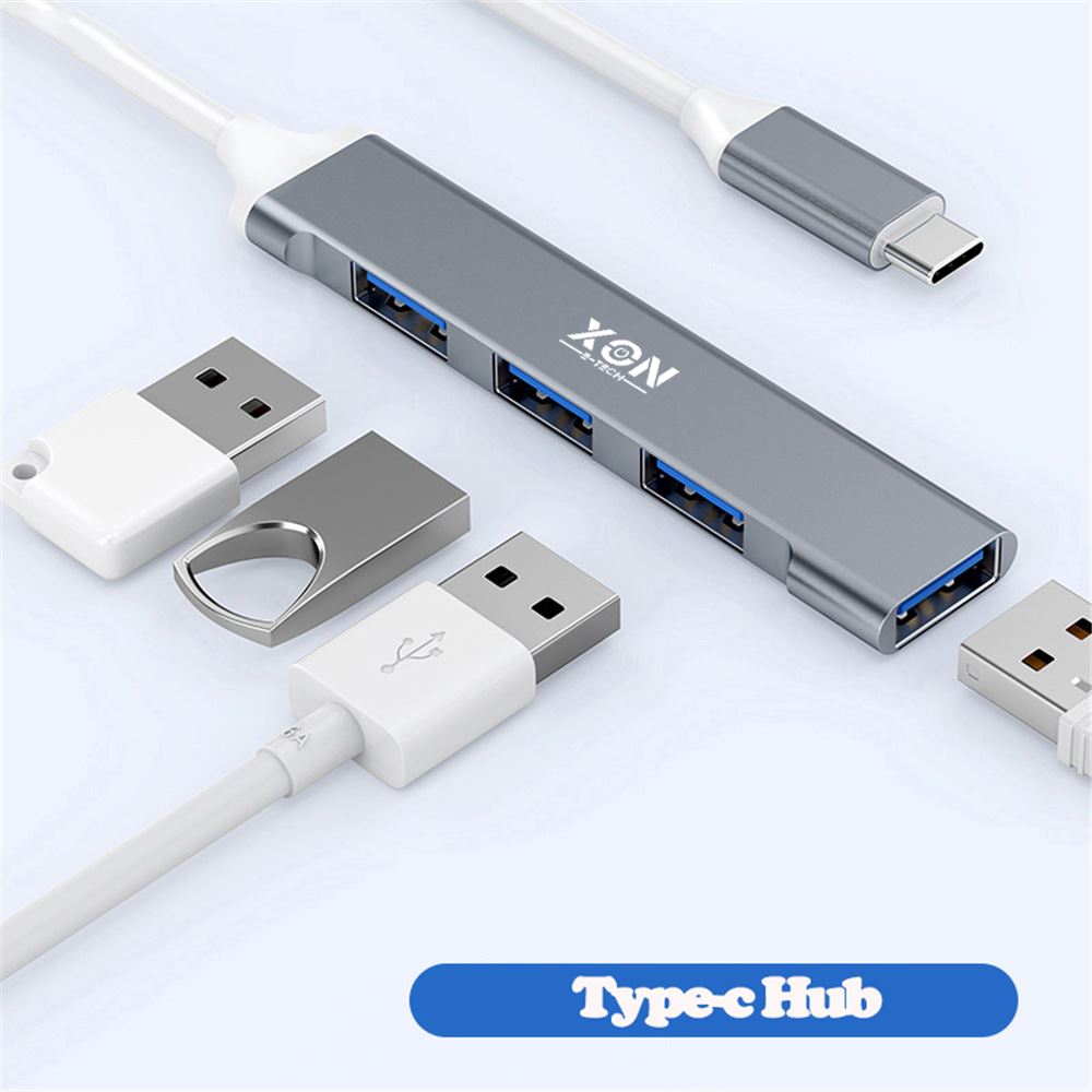 USB-хаб XON SmartHub Type-C на USB3.0 + 3хUSB2.0 Сірий (UHCXM041332G 4965)