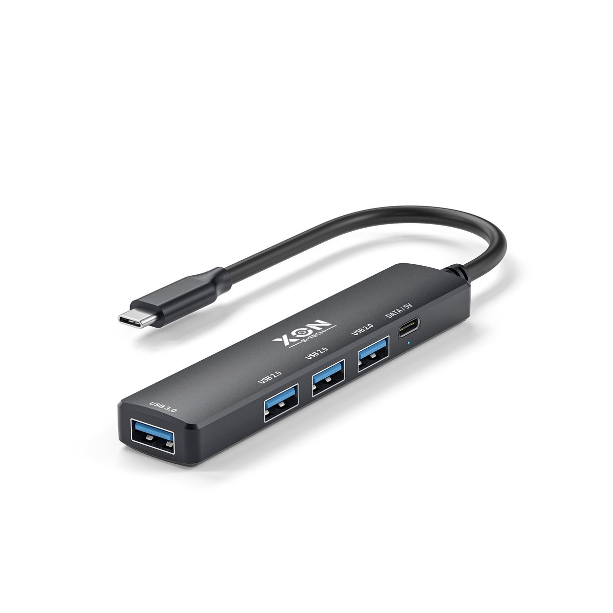 USB-хаб XON SmartHub 5 в 1 Type-С (4xUSB3.0 + Type-C) Чорний (UHCHP055300B 5122)