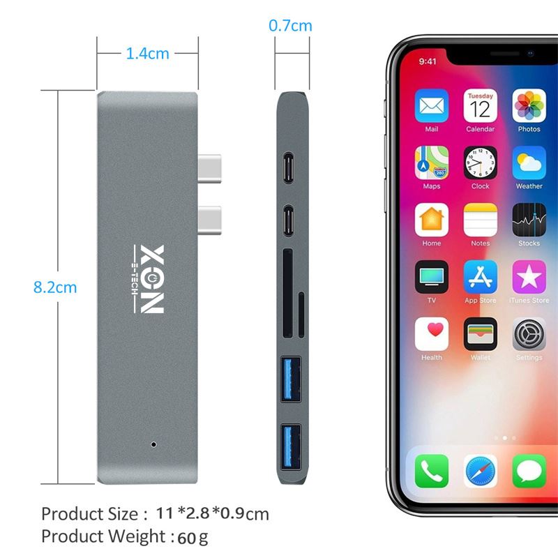 USB-хаб XON SmartHub Pro 7 в 1 (HDMI, SD/TF, 2xType-C, 2xUSB3.0) Сірий (UHCCP074300G 5191)