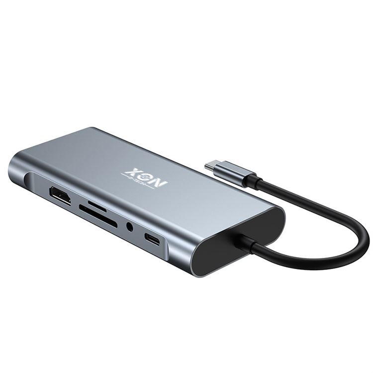 USB-хаб XON SmartHub 11 в 1 (Ethernet, VGA, HDMI, 3.5 Audio, SD/TF, Type-C, 2xUSB3.0, 2xUSB2.0) Сірий (UHCHP113322G 5269)