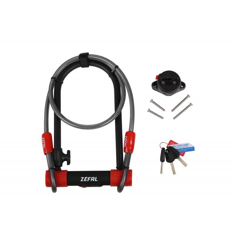 Замок Zefal "K-Traz U13 Cable" вело/мото, (4944B) 13мм, 3 ключа, 115*230мм, +кабель 10*1200мм, черный (3420584944212)