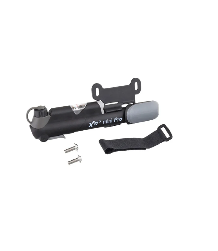 Насос X17 Mini Pro пластик. 9", с манометром, schrader/presta, черный