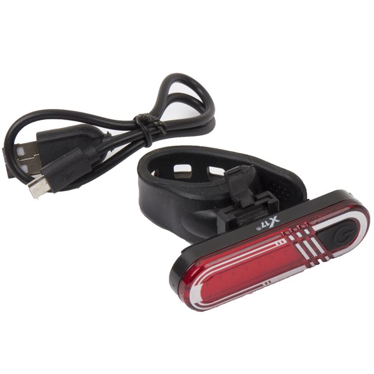 Мигалка X17 Flash 5.3R COB LEDs, USB-Rechargeable, задн. 350mAh, крас.