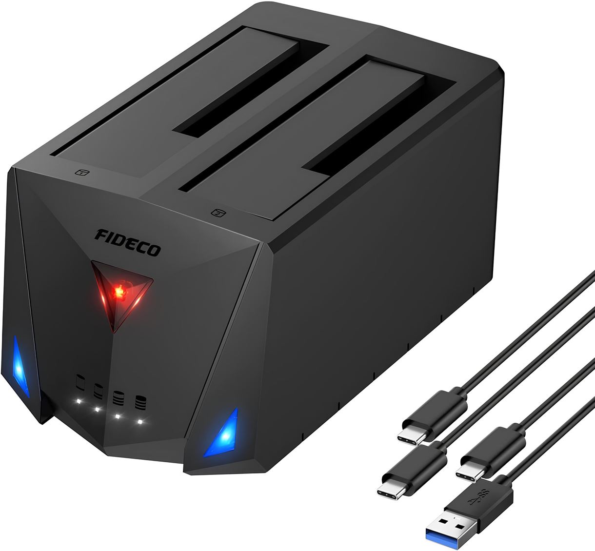 Док-станція клонувальник Fideco для двох HDD 2.5"/3.5" SATA/SSD USB 3.0 (FDS2SA0SA2PB 2599) Чорна