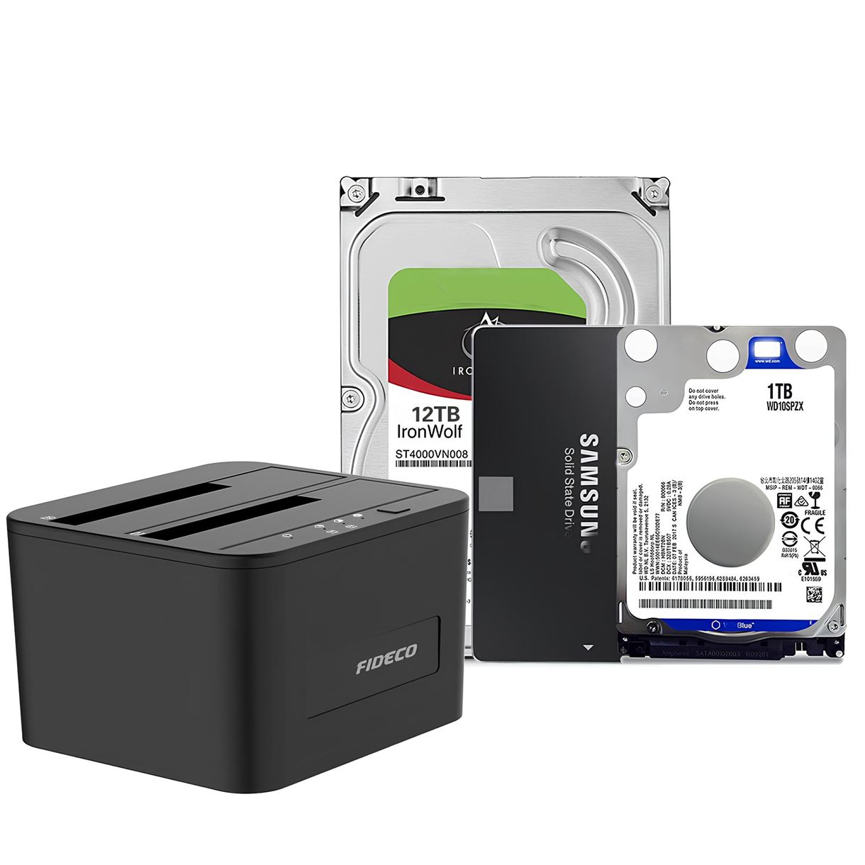 Док-станція клонувальник Fideco для двох HDD 2.5"/3.5" SATA/SSD USB 3.0 (FDS1SA0SA2PB 2605) Чорна