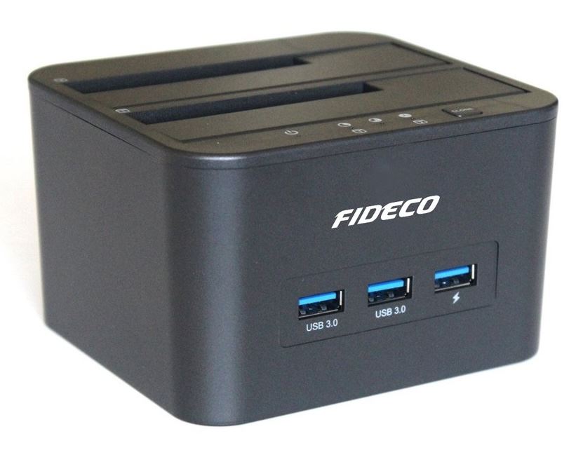 Док-станція клонувальник Fideco для двох HDD 2.5"/3.5" SATA/SSD 3хUSB 3.0 (FDS1SA3SA2PB 2612) Чорна