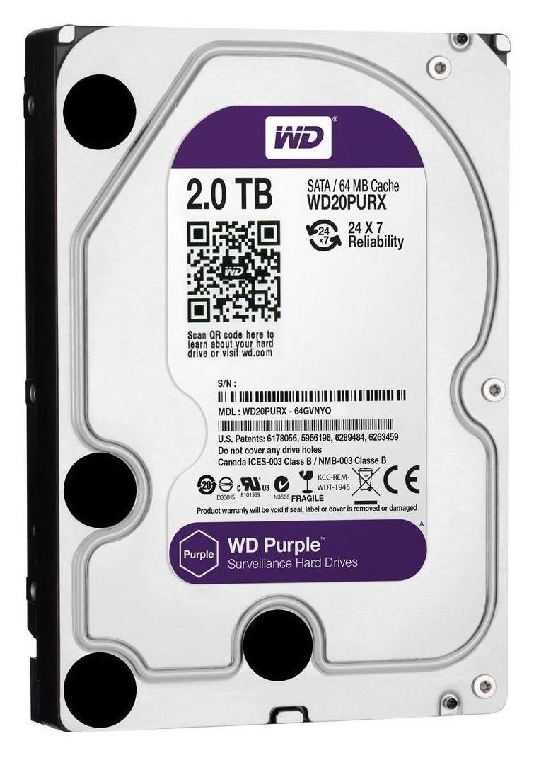 Жесткий диск Western Digital Purple 2TB 5400rpm 64MB 3.5 SATA III (WD20PURX 7003)
