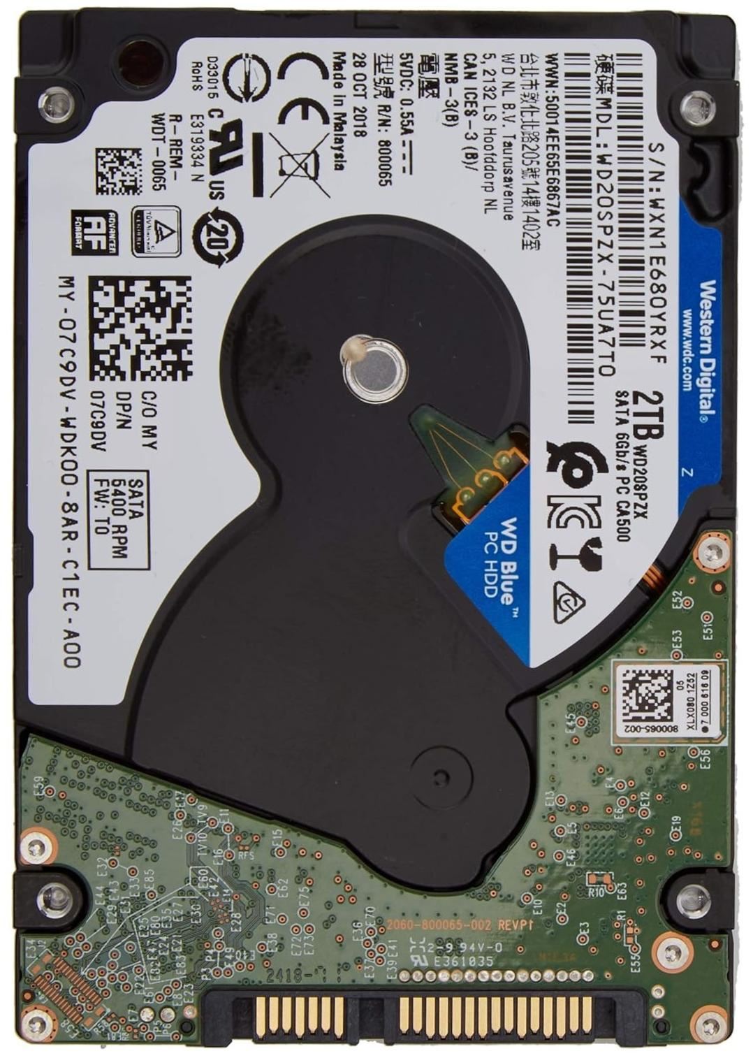 Жесткий диск Western Digital Blue 2TB 5400rpm 128MB 2.5 SATA III (WD20SPZX 7041)