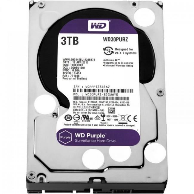 Жесткий диск Western Digital Purple 3TB 5400rpm 64MB 3.5 SATA III (WD30PURX 7102)