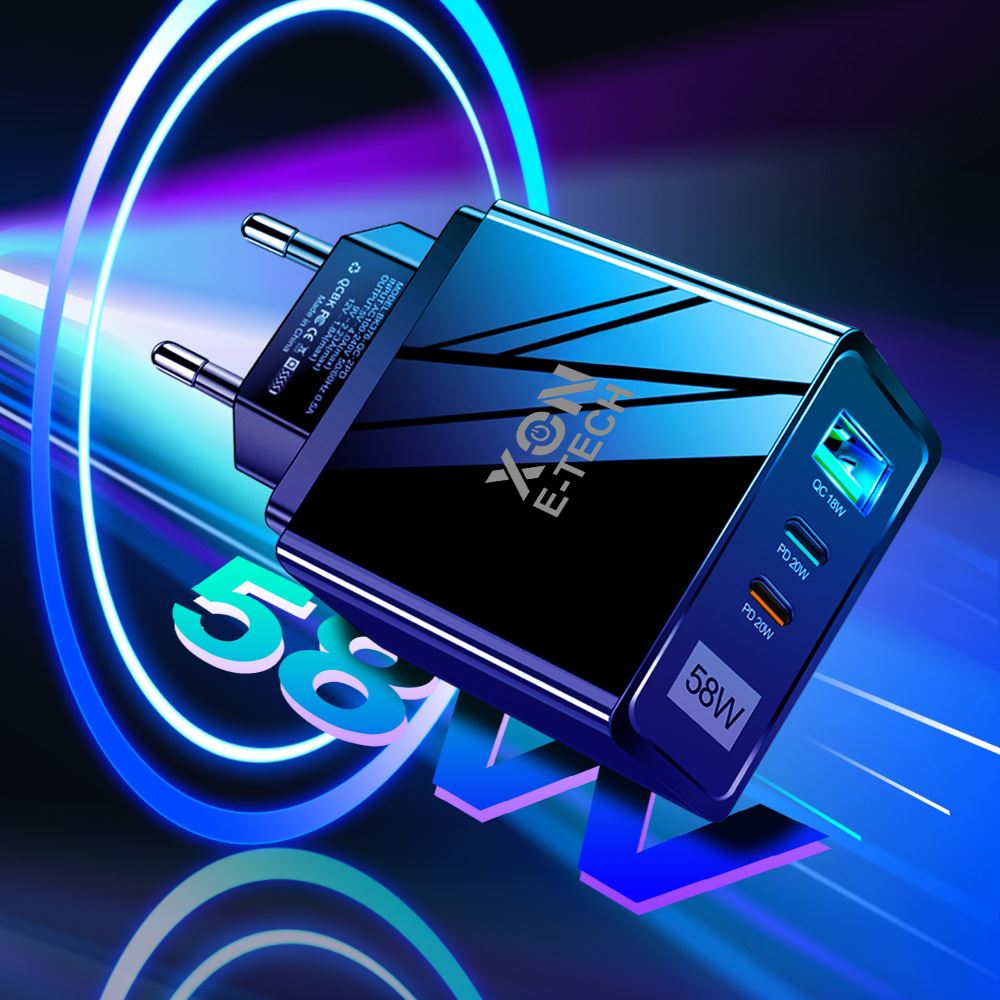 Зарядний пристрій XON PowerCharge 58W (PD20) USB Type-C (PCWA058020A1С2B 6068) Чорний