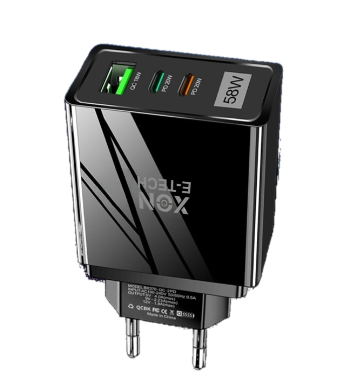 Зарядний пристрій XON PowerCharge 58W (PD20) USB Type-C (PCWA058020A1С2B 6068) Чорний