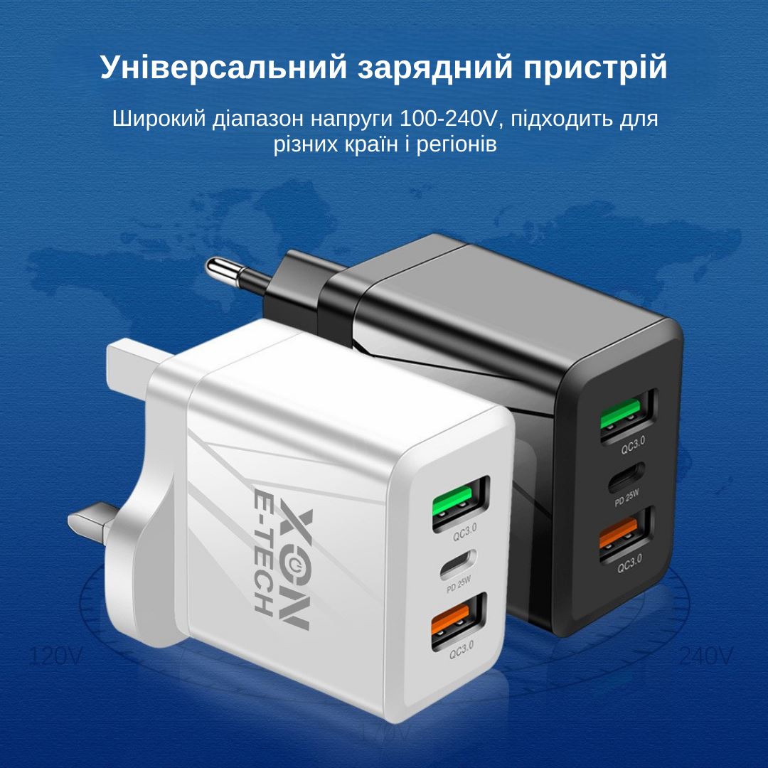 Зарядное устройство XON PowerCharge 45W (PD25) USB Type-C  (PCWA045025A2С1W 6082) Белый
