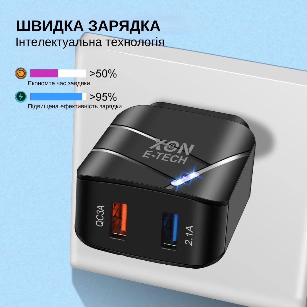 Зарядний пристрій XON PowerCharge 18W (QC3.0) USB Type-А (PCWC018018A2С0W 6181) Білий