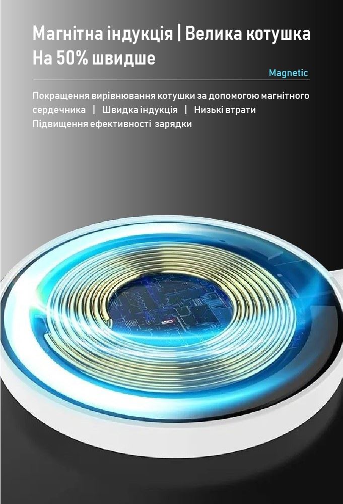 Бездротовий зарядний пристрій XON AirCharge MagSafe M1 (USB Type-C) для смартфонів (15W) White (AM1CW 432)