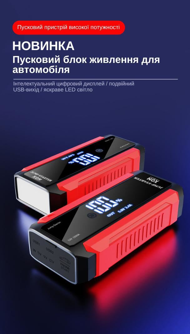 Портативна батарея 20000 mAh з функцією автозапуску XON PowerBoost (TC1X 2223) Чорна
