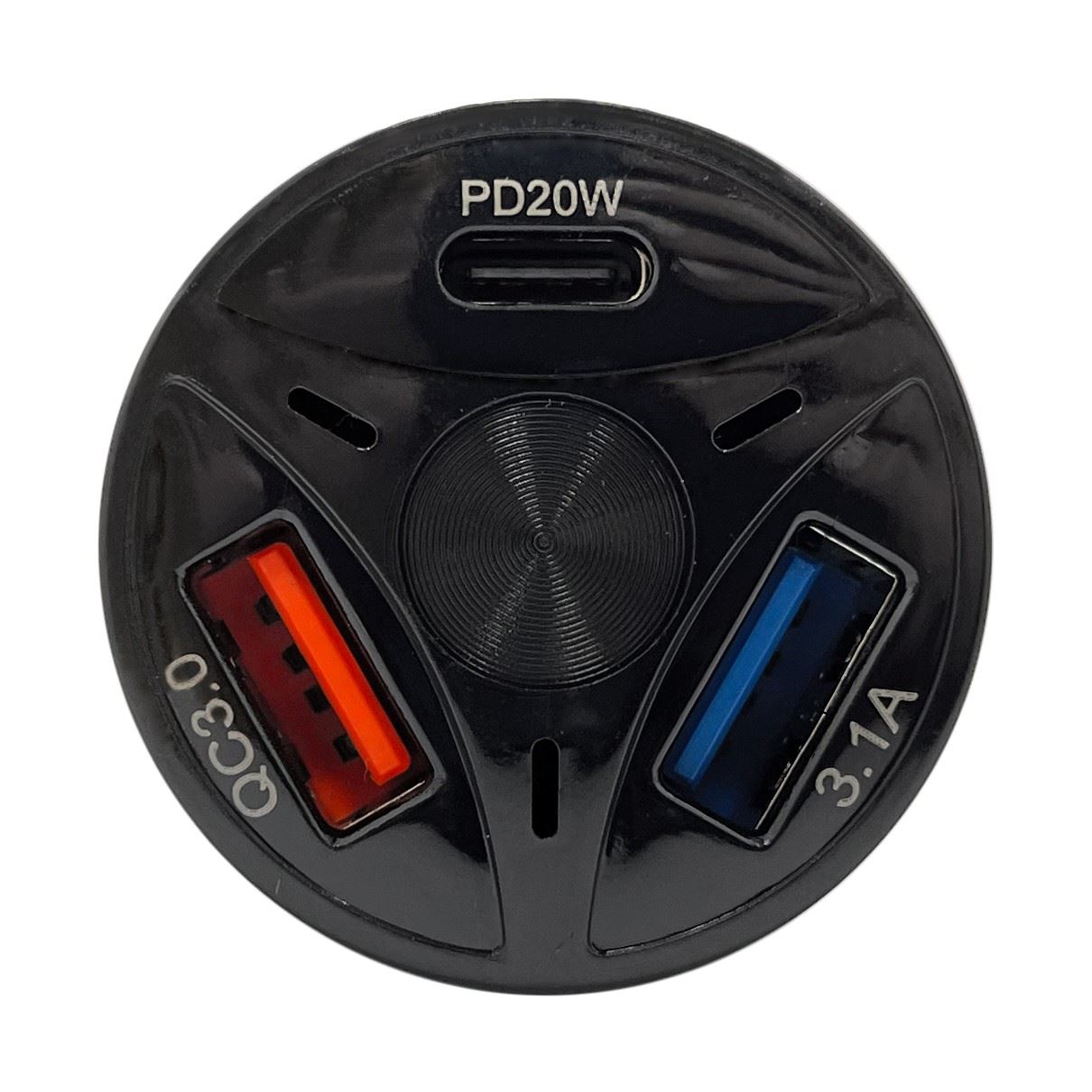 Автомобільний зарядний пристрій XON UniLink Type-C 20W (PD20) + QC3.0 + 5V/3.1A Black (CU2A1C20WB 3449)