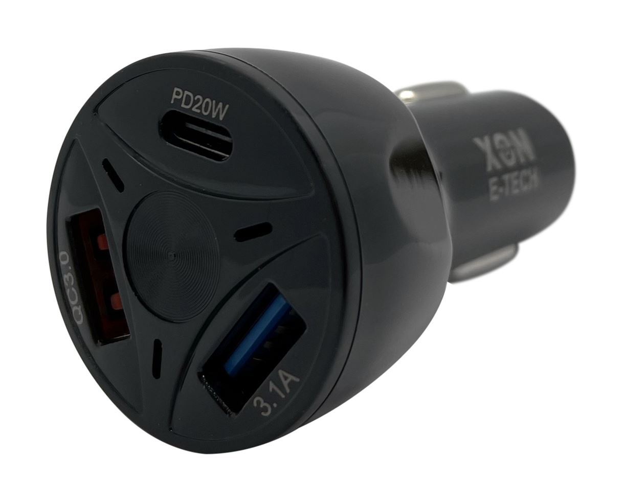 Автомобільний зарядний пристрій XON UniLink Type-C 20W (PD20) + QC3.0 + 5V/3.1A Black (CU2A1C20WB 3449)