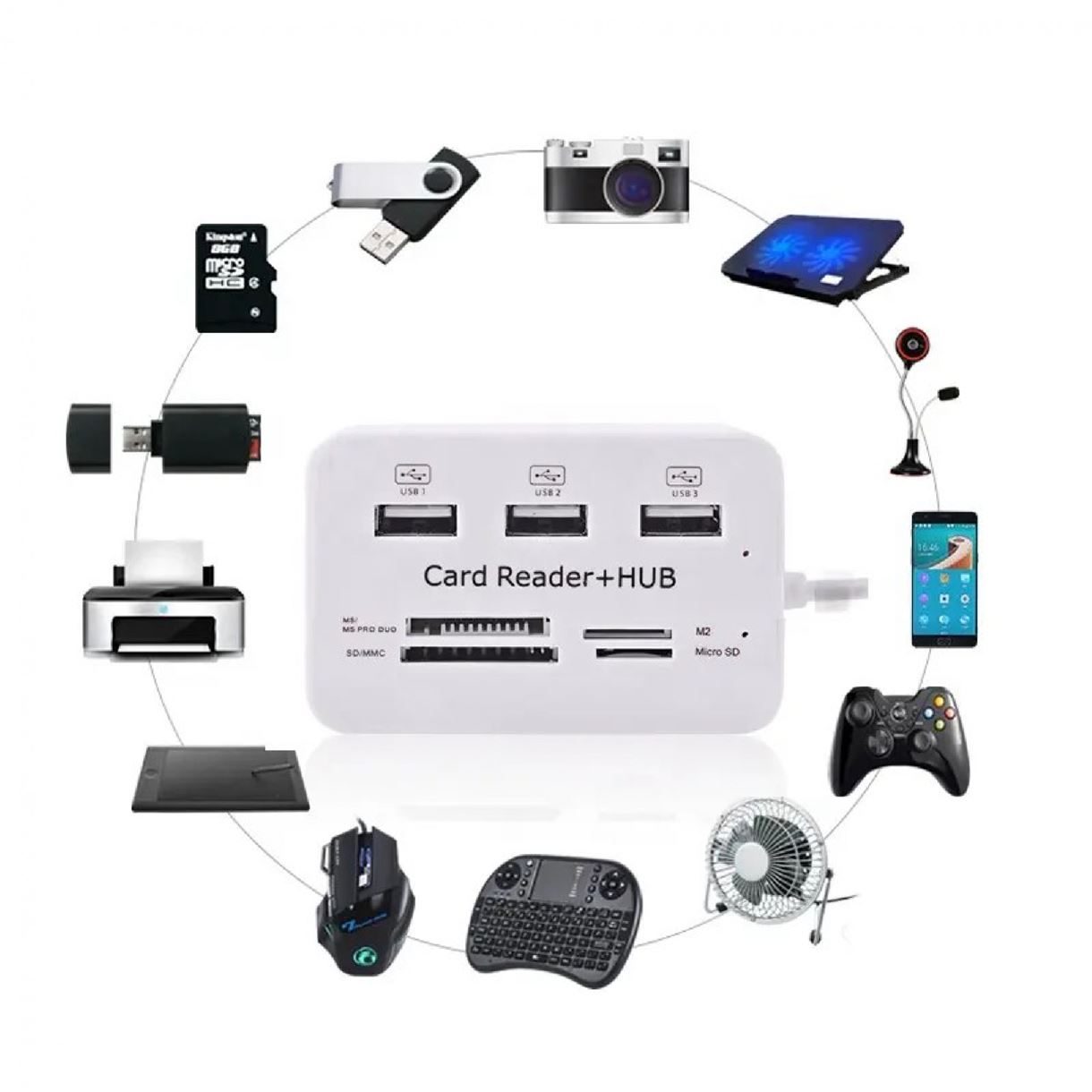 USB-хаб XON SmartHub SD/TF + 3xUSB3.0 Білий (UHAHP070033B 5078)