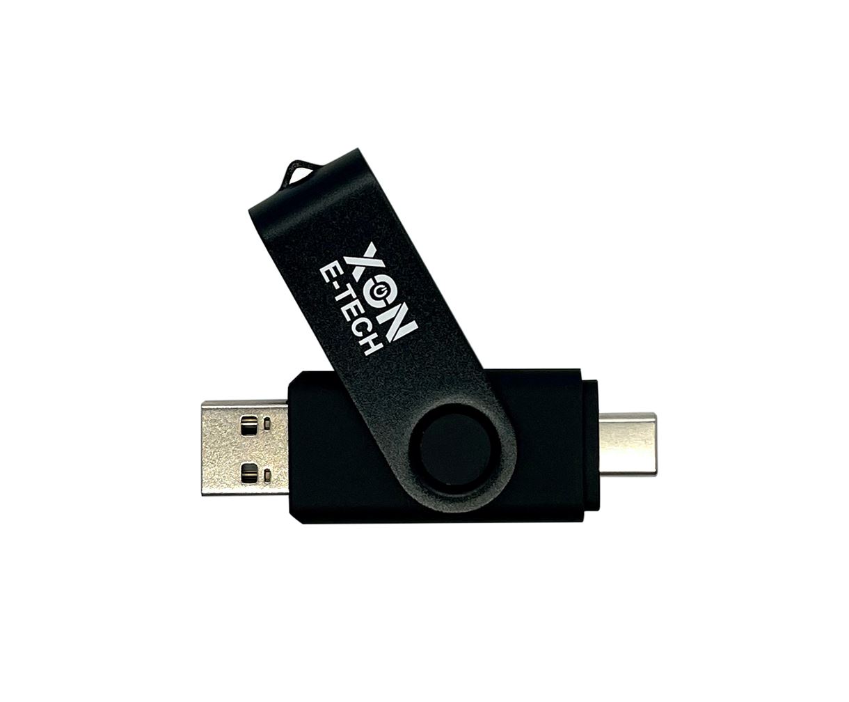 Флеш-накопичувач XON FlashDrive DuoConnect 128GB (USB 2.0 + USB Type-C) Чорний (FX2DR128PB 7539)